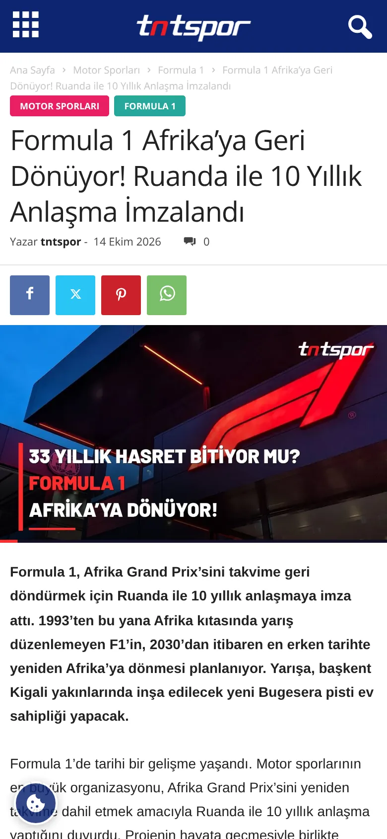 tntspor.com haber sayfası, mobil görünüm