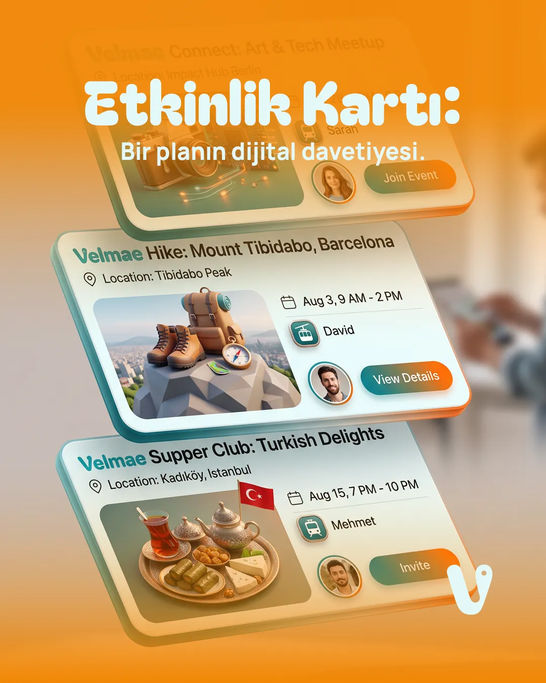 Velmae Instagram gönderisi: “Etkinlik Kartı: Bir planın dijital davetiyesi.”